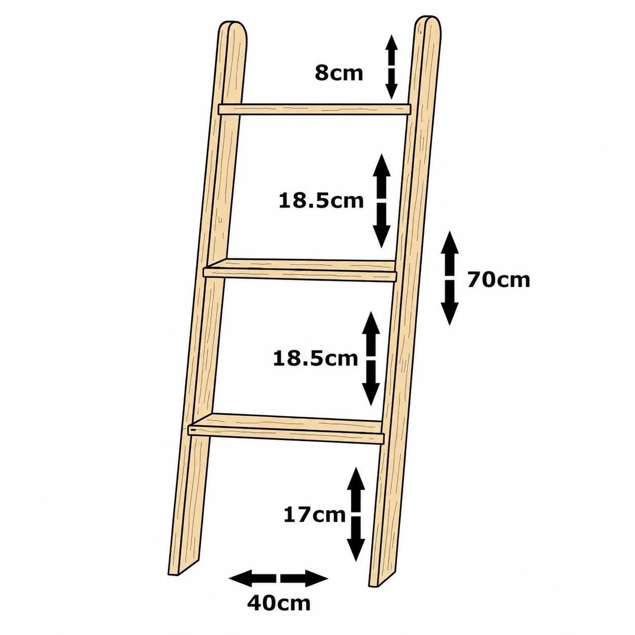 Decorative Wooden 3 Tier Ladder Shelf