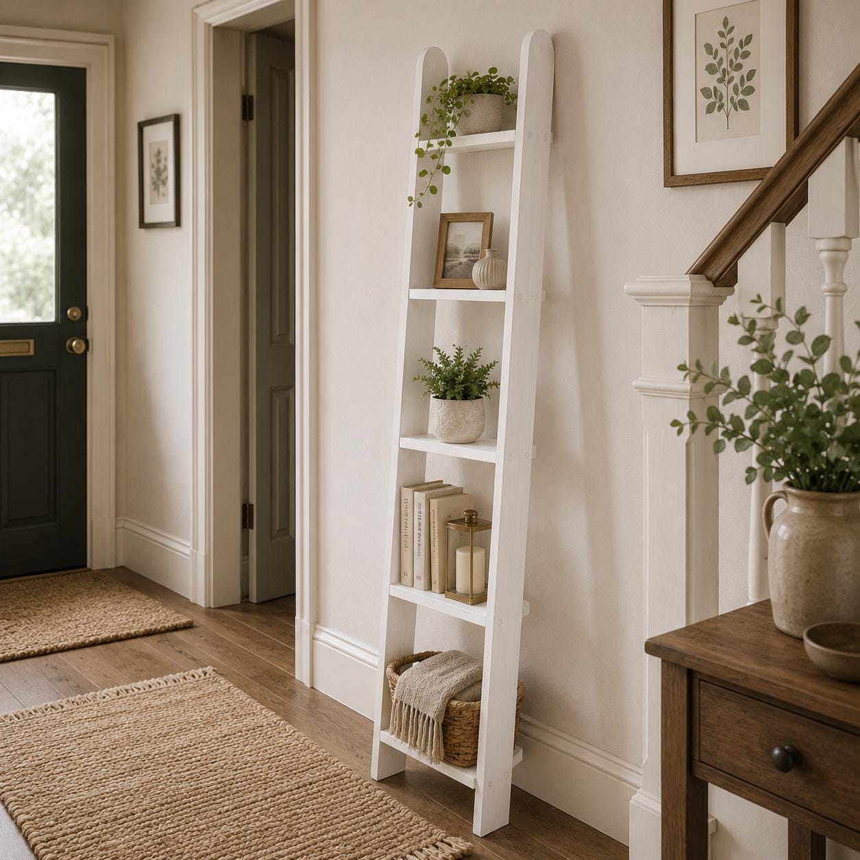 Decorative  Wooden 5 Tier Ladder Shelf