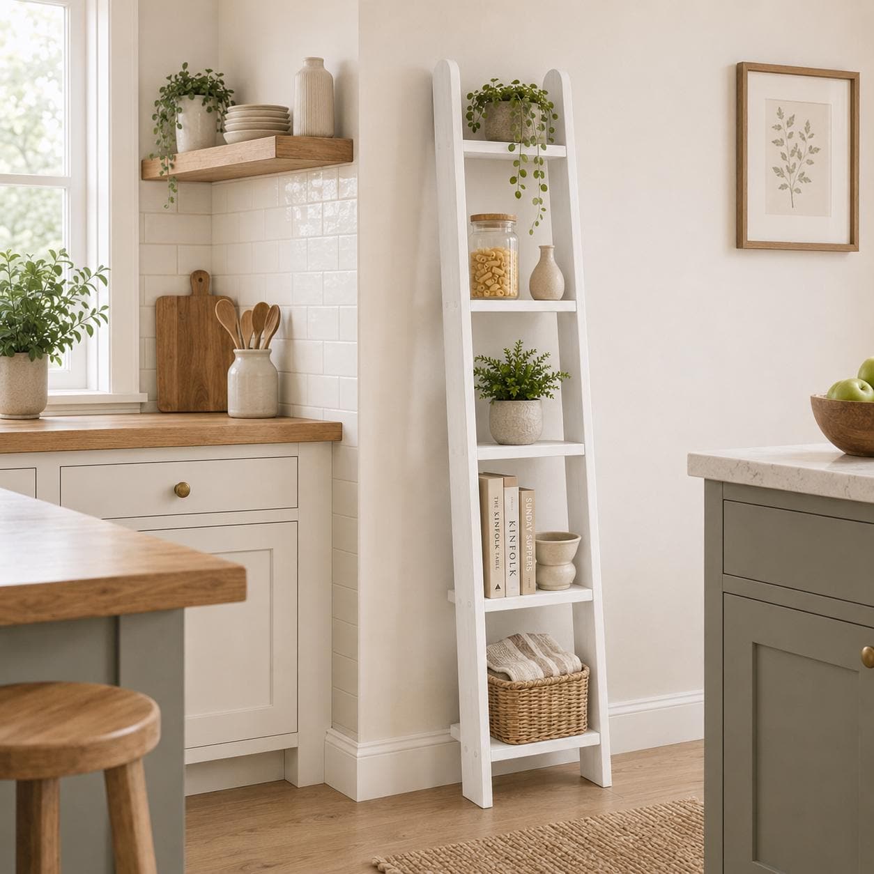 Decorative  Wooden 5 Tier Ladder Shelf